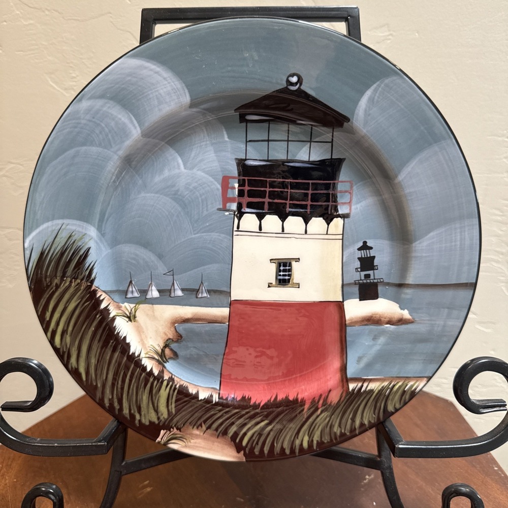 VTG Sakura David Carter Brown By The Sea Lighthouse Ceramic Dinner Plate 10.5"